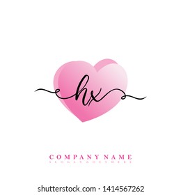 Initial HX handwriting logo template vector