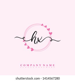 Initial HX handwriting logo template vector