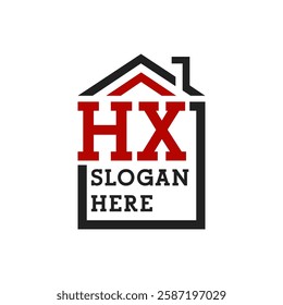 Initial HX house logo for Roofing. Letter HX Real Estate Logo