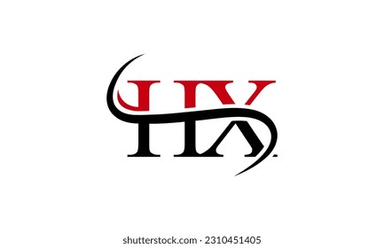 Logotipo de la carta HX inicial con plantilla de vectores gráficos de diseño Swoosh para identidad de empresa y empresa.