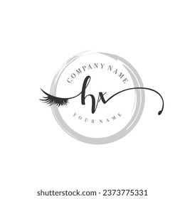 Initial HX monogram eye and eyelash handwriting