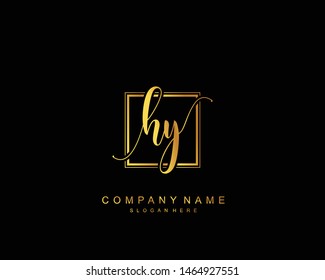Initial HY beauty monogram and elegant logo design, handwriting logo of initial signature, wedding, fashion, floral and botanical with creative template.