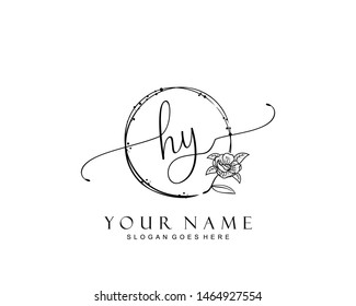 Initial HY beauty monogram and elegant logo design, handwriting logo of initial signature, wedding, fashion, floral and botanical with creative template.
