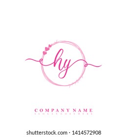 Initial HY handwriting logo template vector
