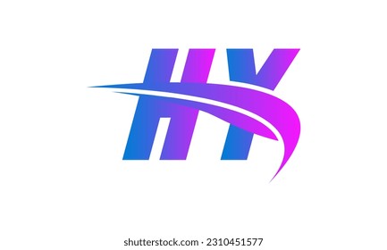 Initial HY letter Logo With Swoosh Design Graphic Vector Template for Business and Company Identity.