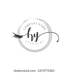 Initial HY monogram eye and eyelash handwriting