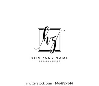 Initial HZ beauty monogram and elegant logo design, handwriting logo of initial signature, wedding, fashion, floral and botanical with creative template.