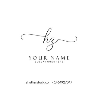 Initial HZ beauty monogram and elegant logo design, handwriting logo of initial signature, wedding, fashion, floral and botanical with creative template.