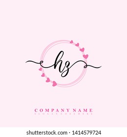 Initial HZ handwriting logo template vector