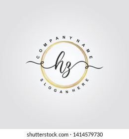 Initial HZ handwriting logo template vector