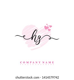 Initial HZ handwriting logo template vector