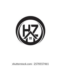 Initial HZ letter Real Estate Business logo Design Vector Template