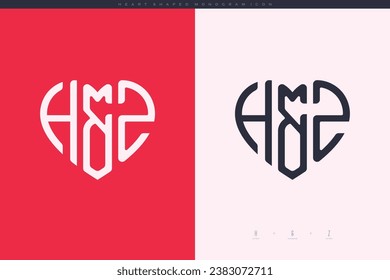 letras iniciales de HZ con el corazón rojo y el amor logotipo de icono plano concepto de monograma