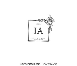 Initial IA beauty monogram and elegant logo design, handwriting logo of initial signature, wedding, fashion, floral and botanical with creative template.