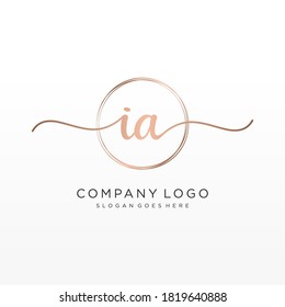 Initial IA beauty monogram and elegant logo design, handwriting logo of initial signature, wedding, fashion, floral and botanical with creative template.