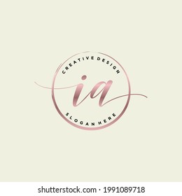 Initial IA beauty monogram and elegant logo design, handwriting logo of initial signature, wedding, fashion, floral and botanical with creative template.