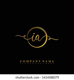Initial IA handwriting logo template vector