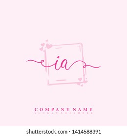 Initial IA handwriting logo template vector