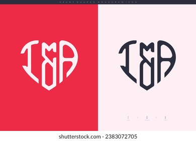letras iniciales de IA con el logotipo de corazón rojo y amor monograma de icono plano