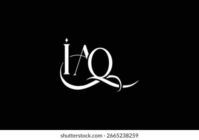 Diseño inicial del logotipo de la letra IAQ. Diseño elegante del logotipo del monograma con los Elementos decorativos y la tipografía