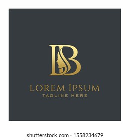 Initial IB Beauty Face Letter Logo Design Vector
