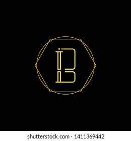 Initial IB BI B letter logo design in black background