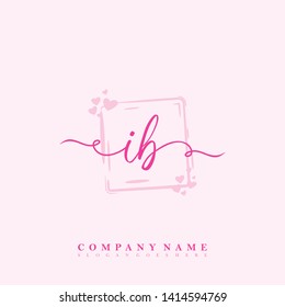Initial IB handwriting logo template vector