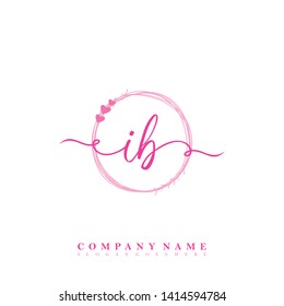 Initial IB handwriting logo template vector