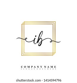Initial IB handwriting logo template vector