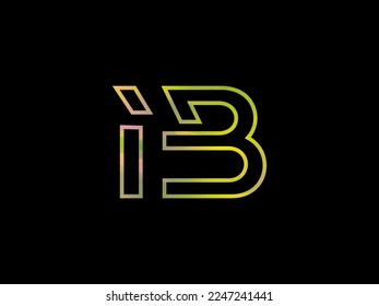Logo De Letra IB Inicial Con Vector De Textura Arcoiris Colorido