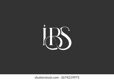 Diseño inicial del logotipo de la letra IBS. Diseño elegante del logotipo del monograma con los Elementos decorativos y la tipografía