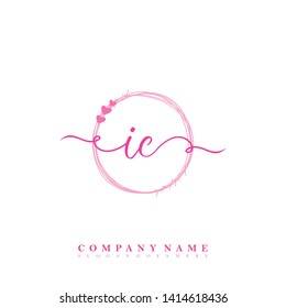 Initial IC handwriting logo template vector