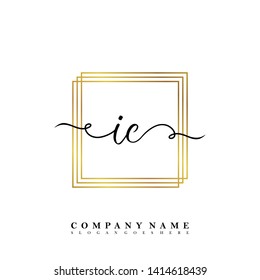 Initial IC handwriting logo template vector