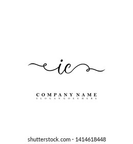 Initial IC handwriting logo template vector