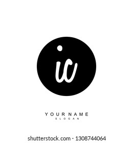 Initial IC handwriting logo vector