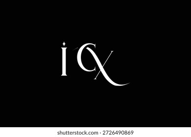 Diseño inicial del logotipo de la carta creativa ICX. Diseño elegante del logotipo del monograma con los Elementos decorativos y la tipografía