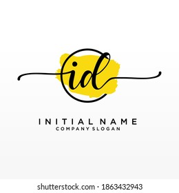 Initial ID beauty monogram and elegant logo design, handwriting logo of initial signature, wedding, fashion, floral and botanical with creative template.