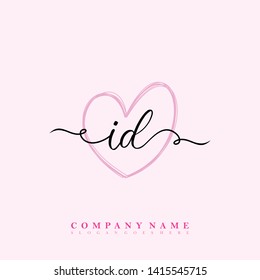 Initial ID handwriting logo template vector