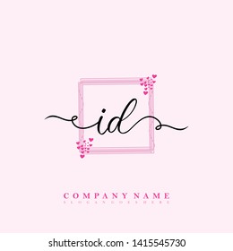 Initial ID handwriting logo template vector