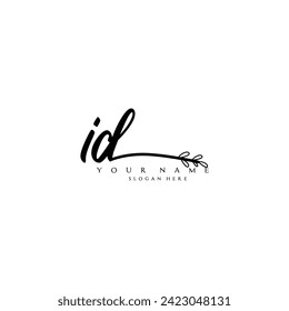 Ursprüngliche ID Logo handschriftlich Blumentypografie Ornament