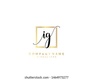 Initial IG beauty monogram and elegant logo design, handwriting logo of initial signature, wedding, fashion, floral and botanical with creative template.