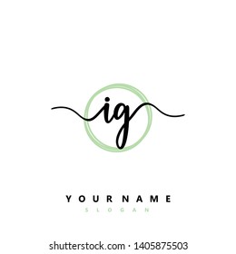Initial IG handwriting logo template vector