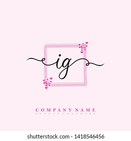 Initial IG handwriting logo template vector