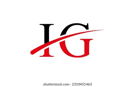 Logo de la carta inicial IG con plantilla de vectores gráficos de diseño Swoosh para identidad de empresa y empresa.