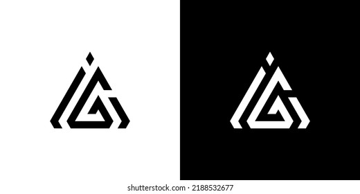 Initial iG triangle Logo Monogram Icon Vector Template.IGI LOGO