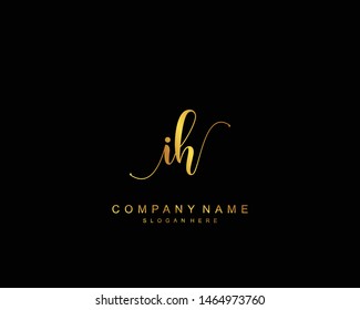 Initial IH beauty monogram and elegant logo design, handwriting logo of initial signature, wedding, fashion, floral and botanical with creative template.