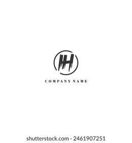 Inicial IH cepillo logo de la empresa identidad de tendencia
