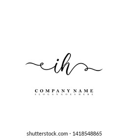 Initial IH handwriting beauty logo template vector