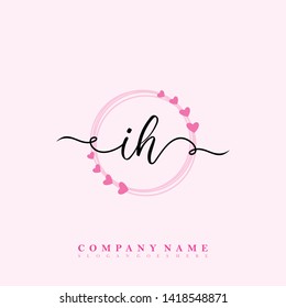 Initial IH handwriting beauty logo template vector