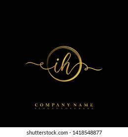 Initial IH handwriting beauty logo template vector